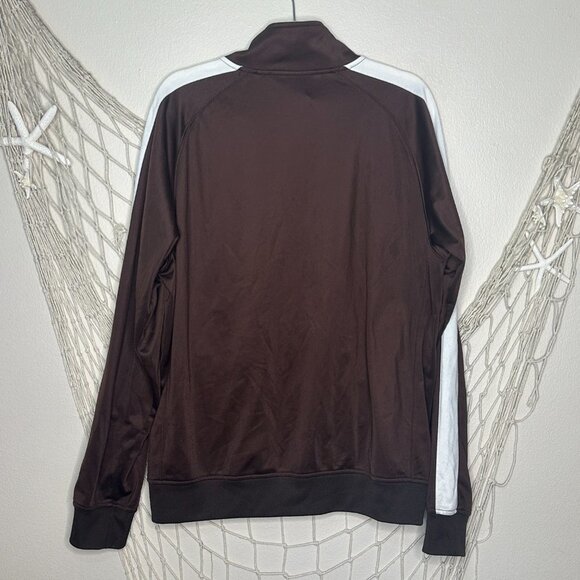 Vintage NIKE Track Warm Up Jacket Full Zip Brown With Trim Silver Tag Y2K L - Picture 6 of 8